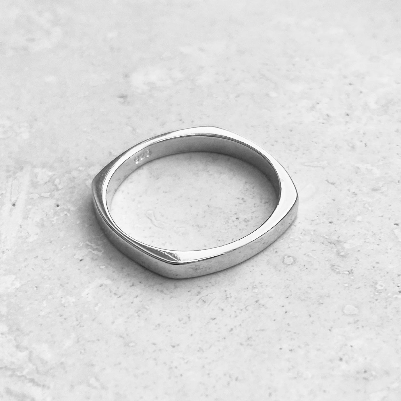 Sterling Silver Unisex Square Band Ring, Wedding Bands, Stackable Silver Rings