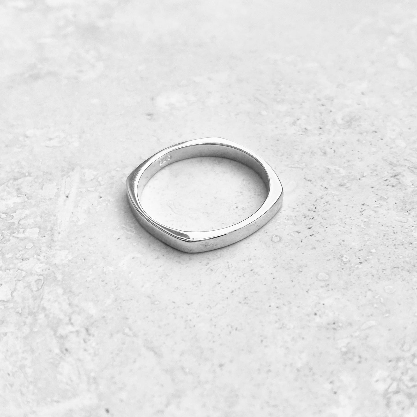 Sterling Silver Unisex Simple Square Band Ring, Wedding Bands, Stackable Jewelry