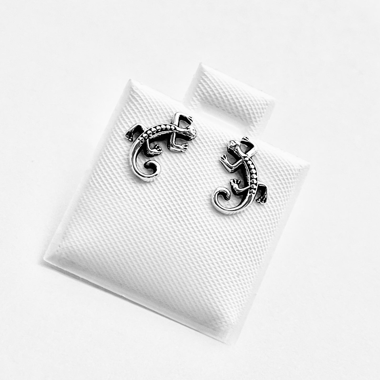925 Sterling Silver Lizard Stud Earrings | Gecko & Reptile Silver Earrings
