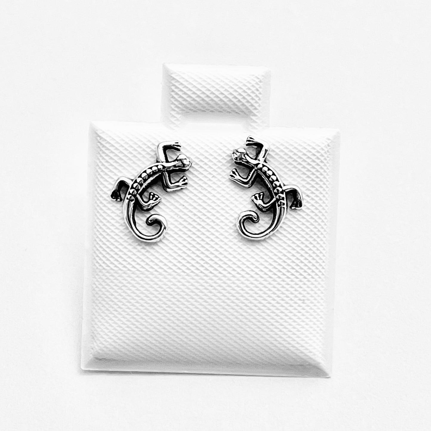 925 Sterling Silver Lizard Stud Earrings | Gecko & Reptile Silver Earrings