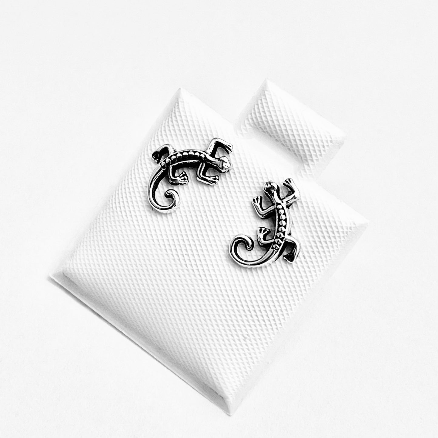 925 Sterling Silver Lizard Stud Earrings | Gecko & Reptile Silver Earrings