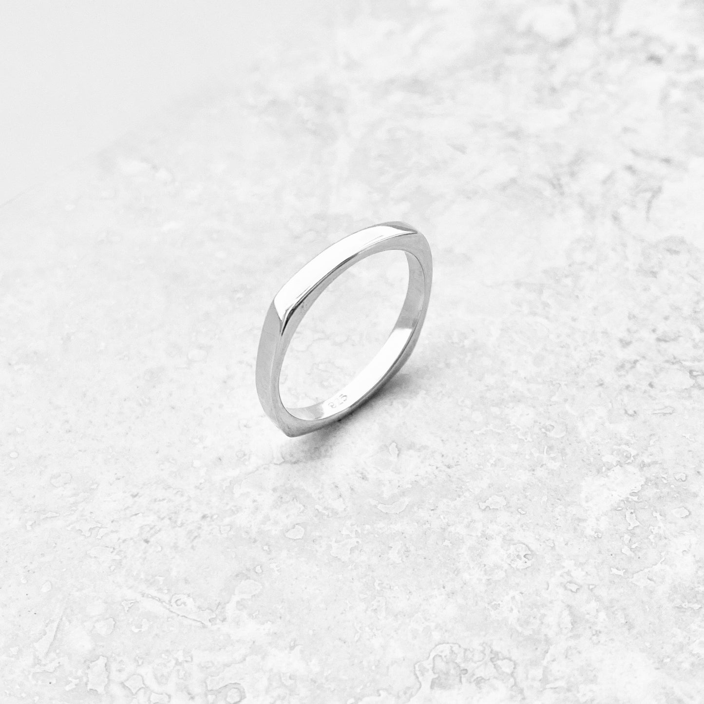 Sterling Silver Unisex Simple Square Band Ring, Wedding Bands, Stackable Jewelry