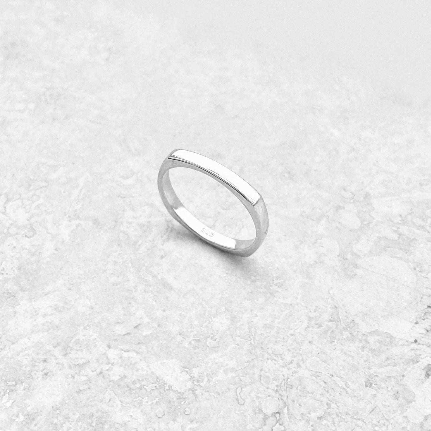 Sterling Silver Unisex Simple Square Band Ring, Wedding Bands, Stackable Jewelry