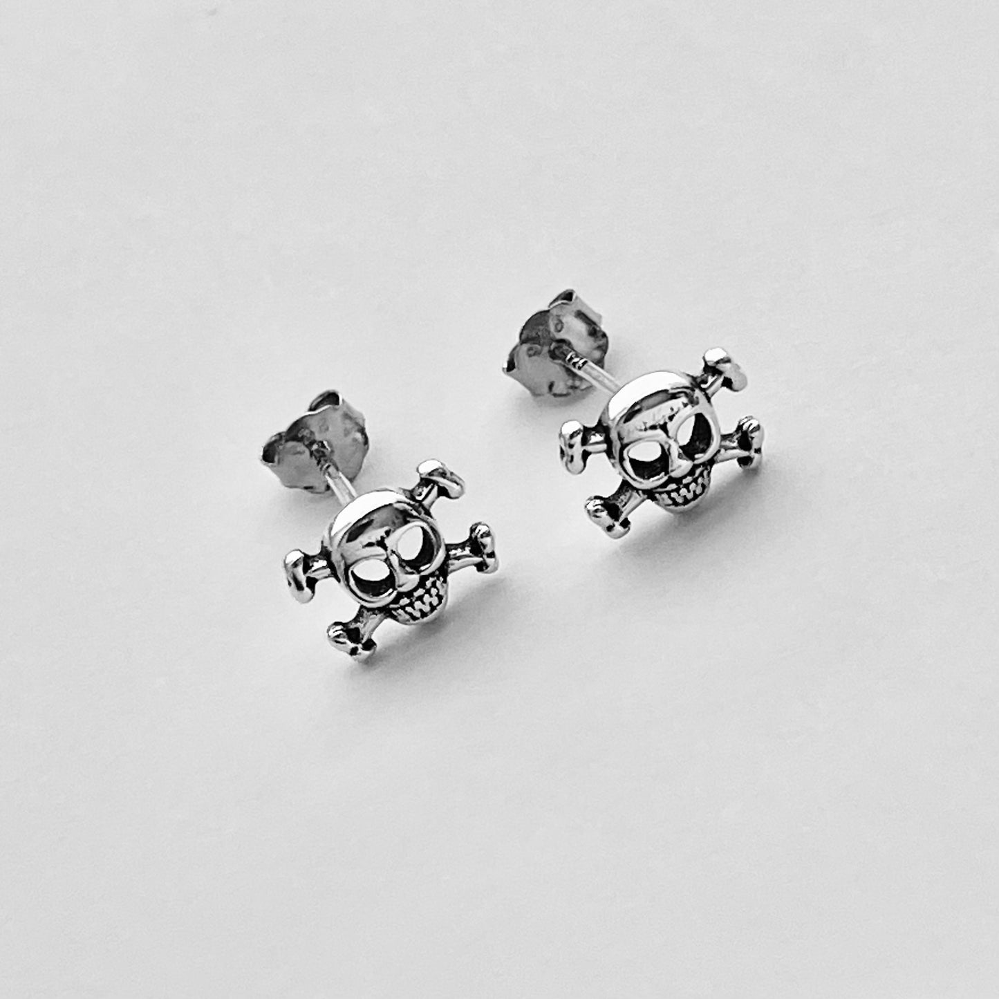 Crossbones Stud Earring Sterling Silver, Skull Earrings