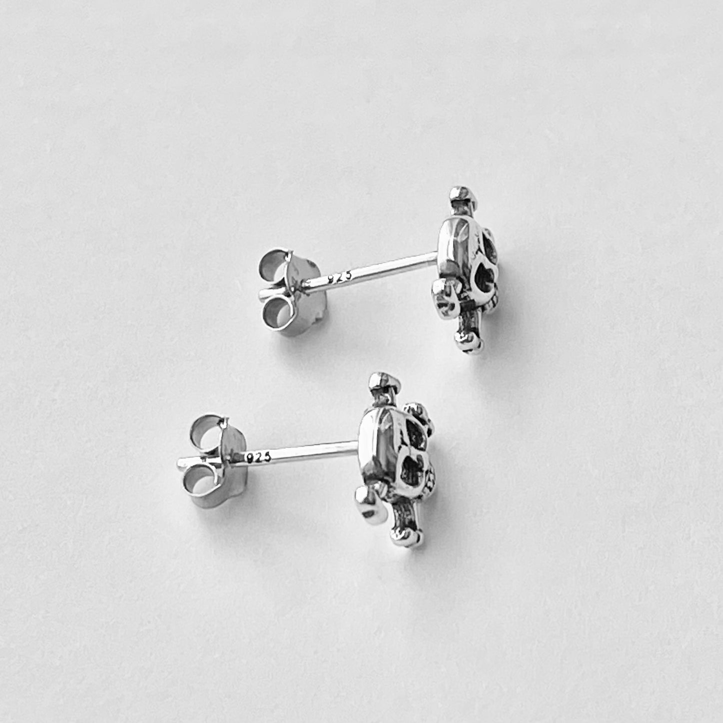 Crossbones Stud Earring Sterling Silver, Skull Earrings