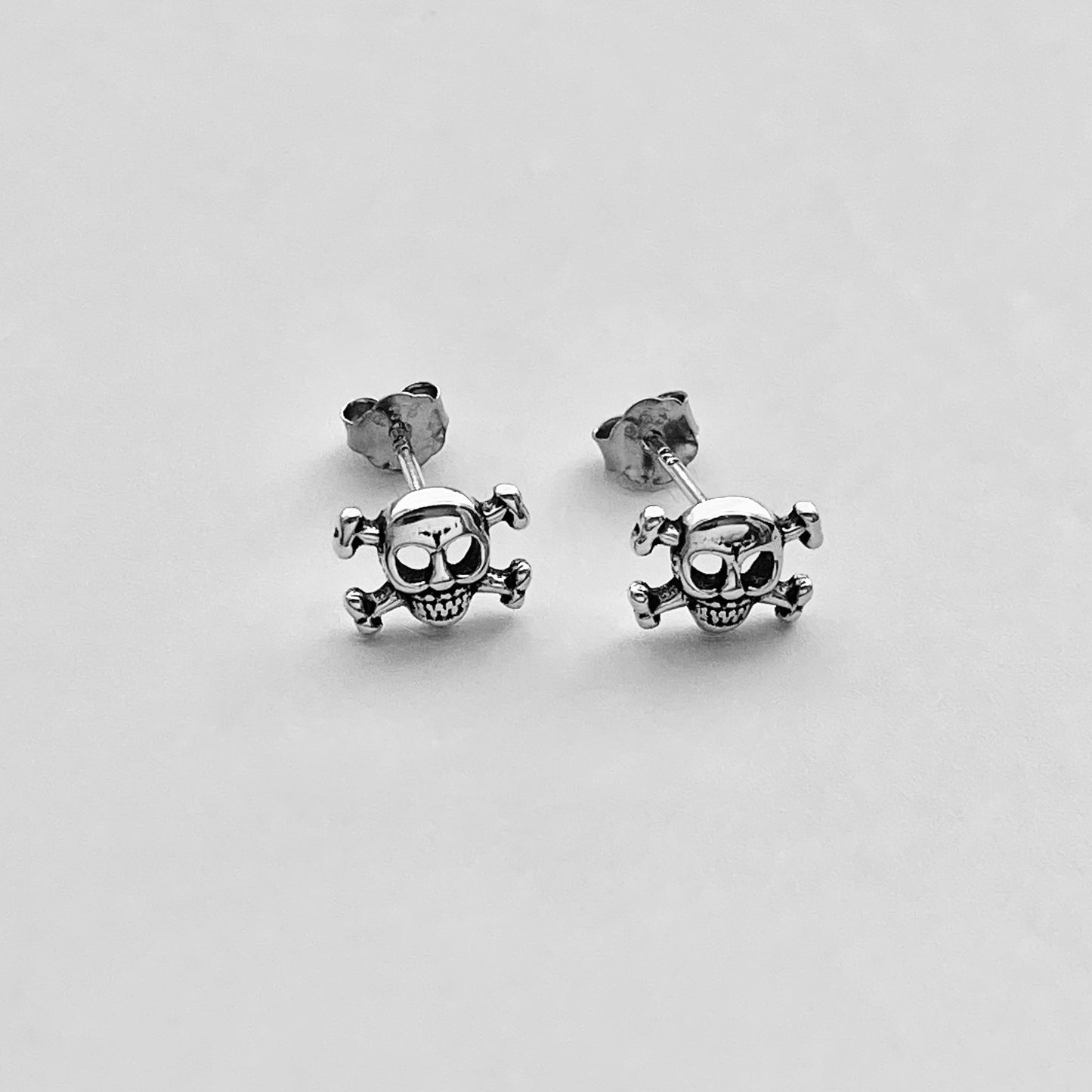 Crossbones Stud Earring Sterling Silver, Skull Earrings