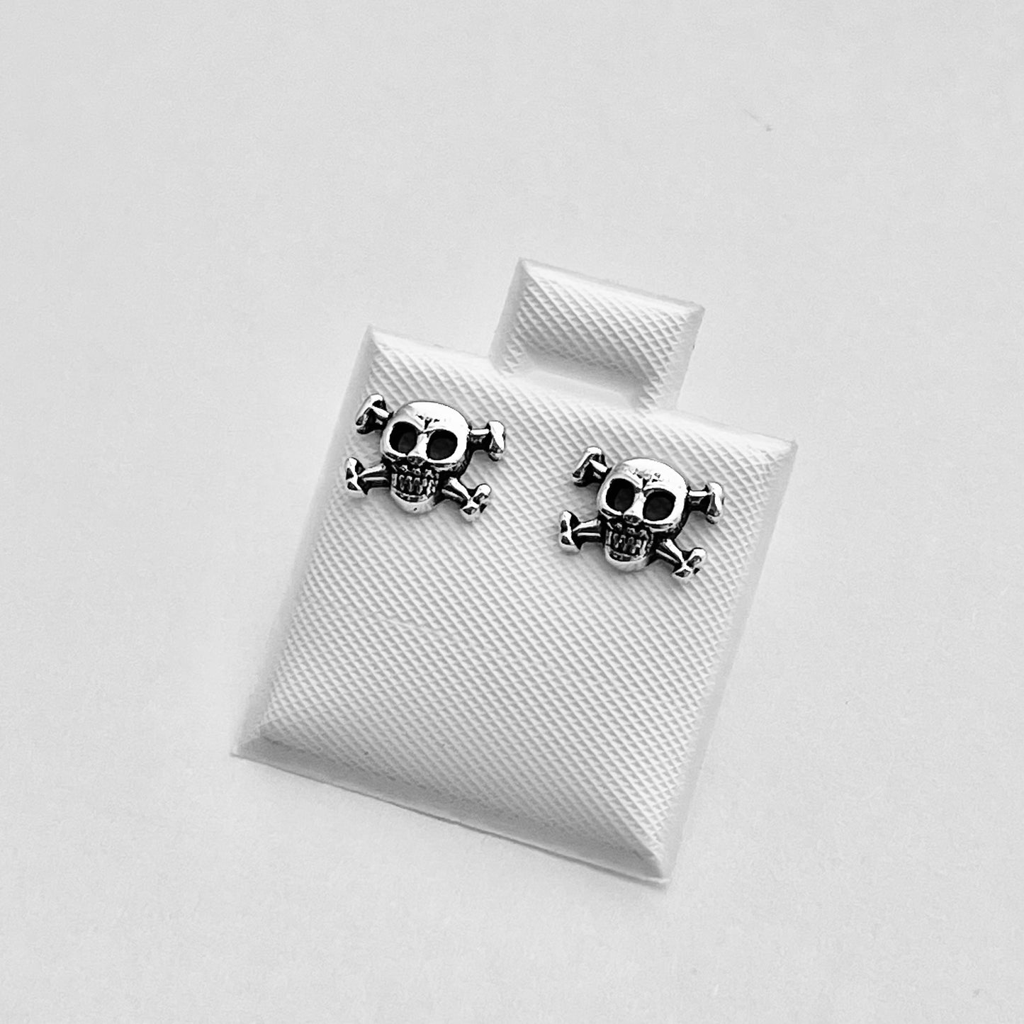 Crossbones Stud Earring Sterling Silver, Skull Earrings