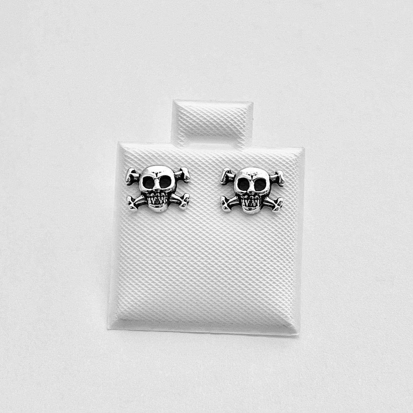 Crossbones Stud Earring Sterling Silver, Skull Earrings