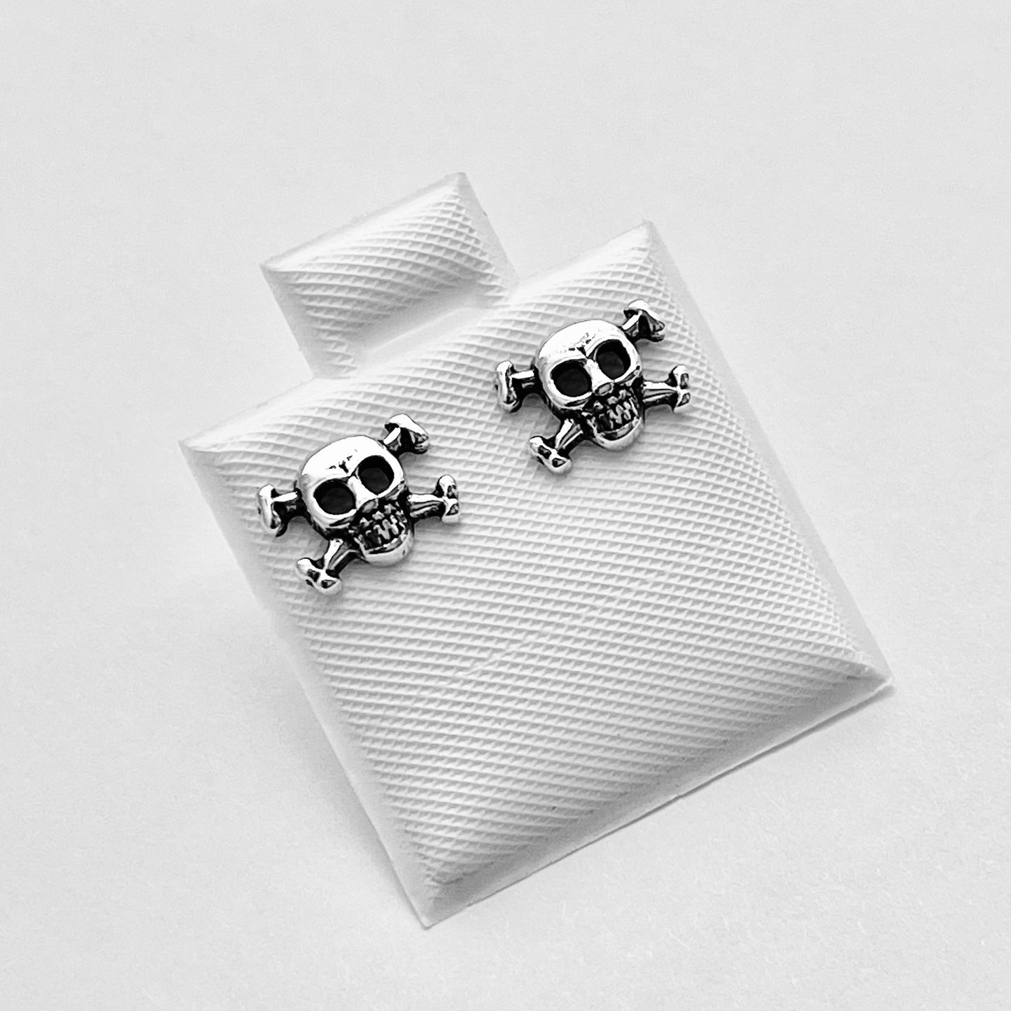 Crossbones Stud Earring Sterling Silver, Skull Earrings