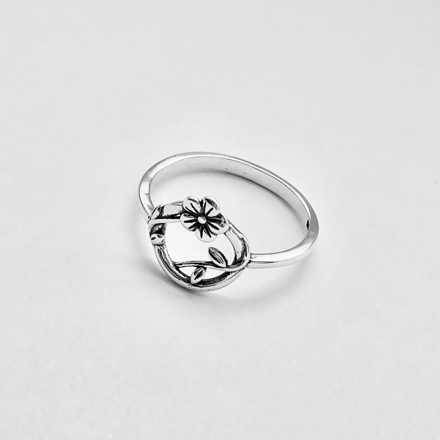 Sterling Silver Forget Me Not Flower Wreath Ring, Tree Vine Silver Rings