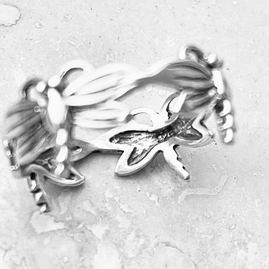 Sterling Silver Eternity Dragonfly Ring, Spirit Animal Silver Rings