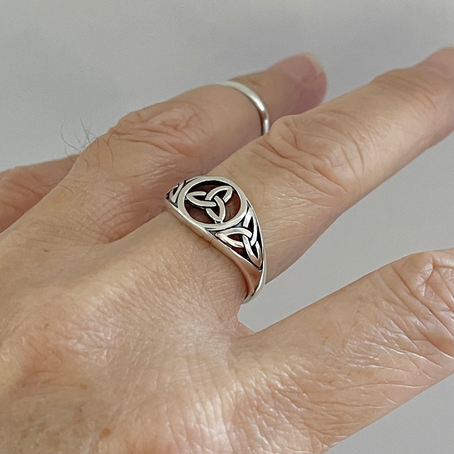 Sterling Silver Triple Triquetra Celtic Ring, Love Silver Rings