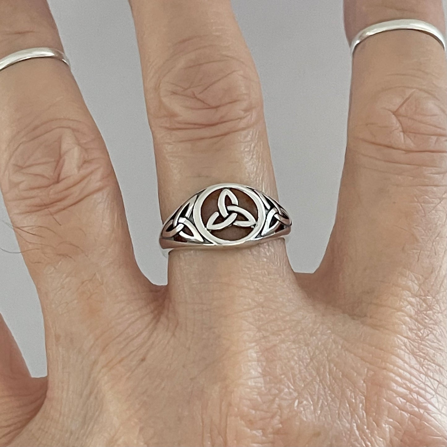 Sterling Silver Triple Triquetra Celtic Ring, Love Silver Rings