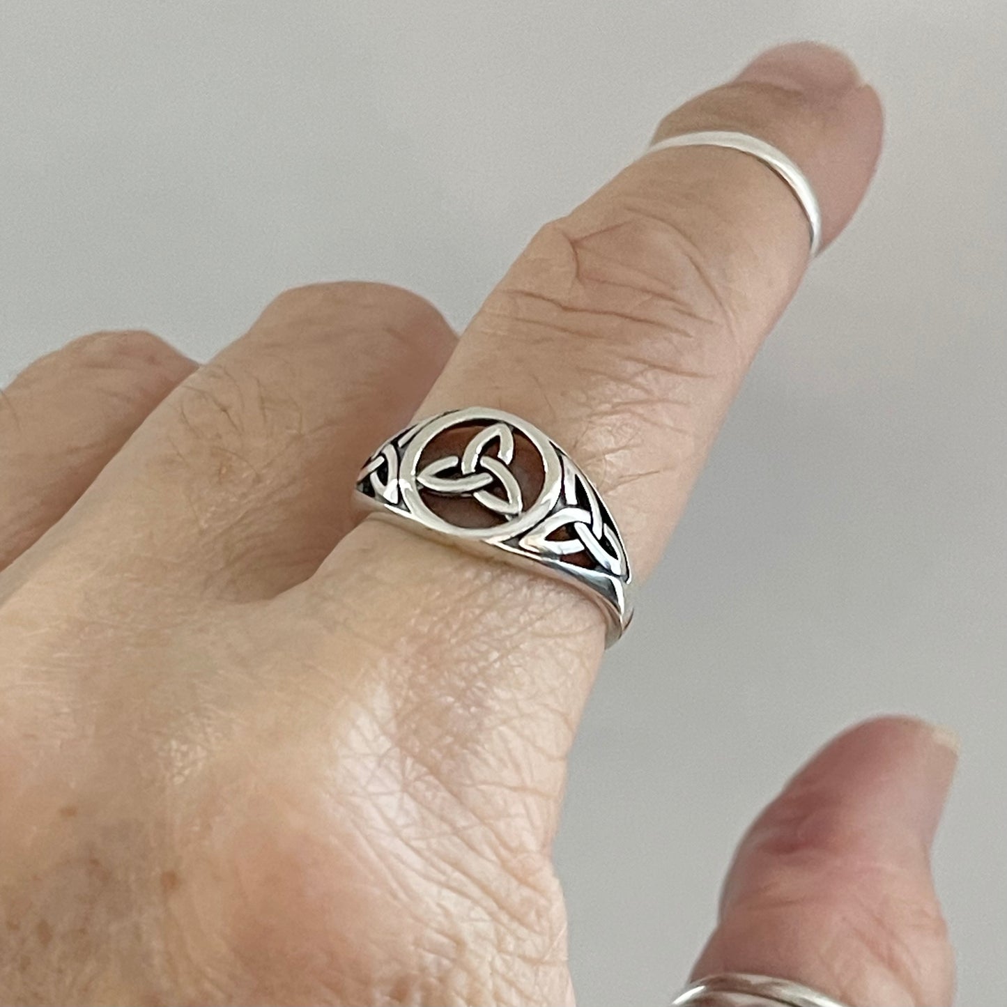 Sterling Silver Triple Triquetra Celtic Ring, Love Silver Rings