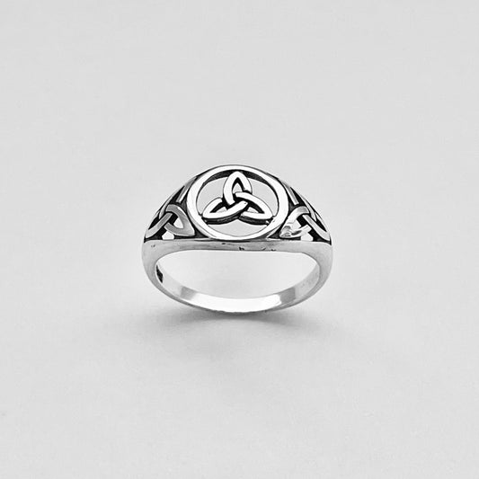 Sterling Silver Triple Triquetra Celtic Ring, Love Silver Rings