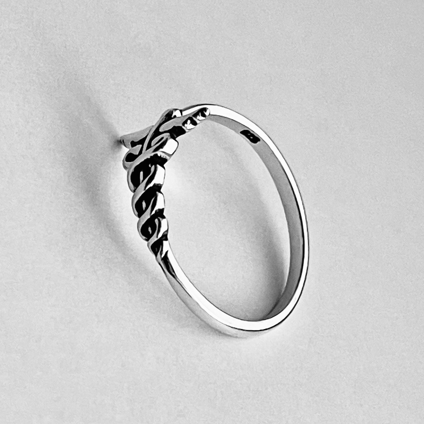 Caduceus Sideway Medical Ring in Sterling Silver, Doctor Silver Rings, Nurse Ring