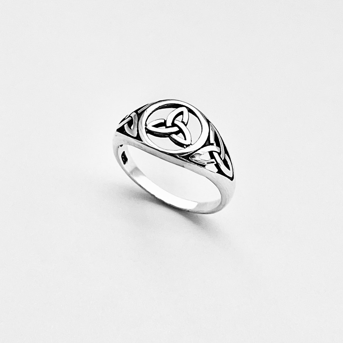 Sterling Silver Triple Triquetra Celtic Ring, Eternity Love Knots Silver Rings
