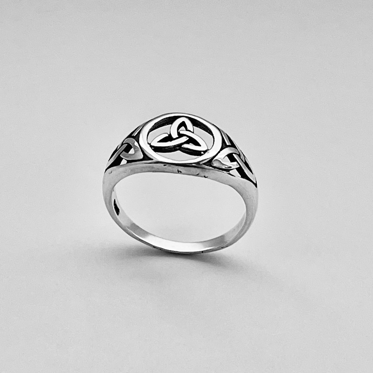 Sterling Silver Triple Triquetra Celtic Ring, Love Silver Rings