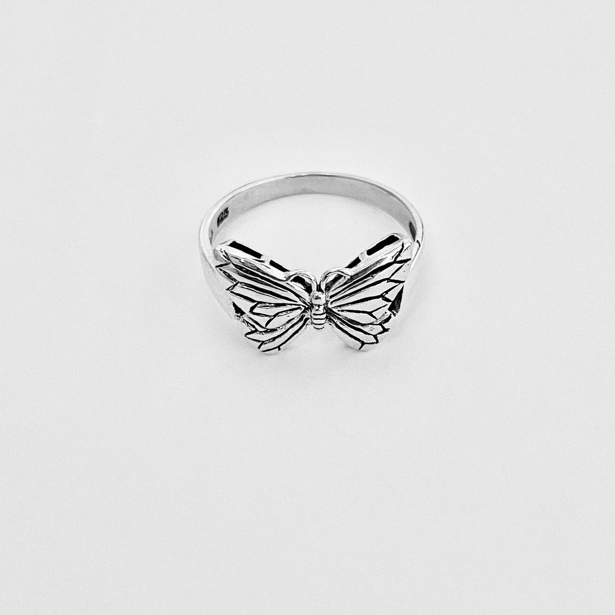 Sterling Silver Dainty Butterfly Ring – Spirit Bug Nature Minimalist Silver Rings