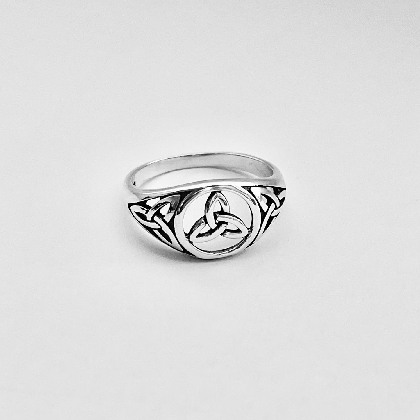 Sterling Silver Triple Triquetra Celtic Ring, Love Silver Rings