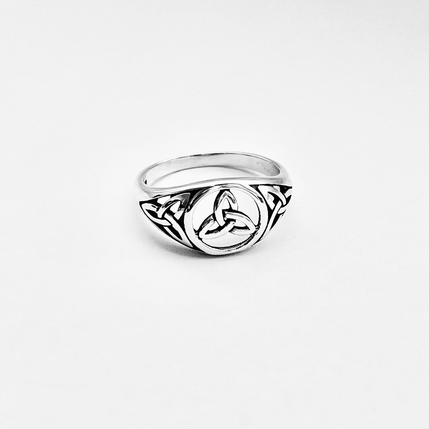 Sterling Silver Triple Triquetra Celtic Ring, Eternity Love Knots Silver Rings