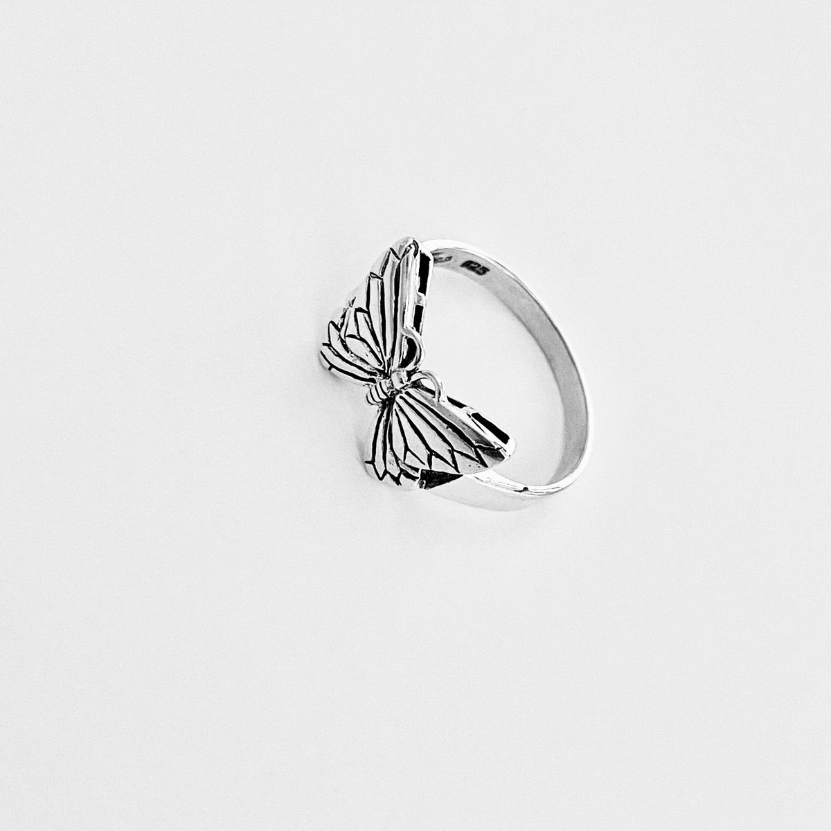 Sterling Silver Dainty Butterfly Ring – Spirit Bug Nature Minimalist Silver Rings