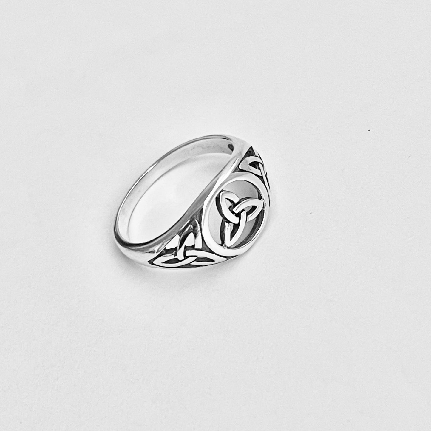 Sterling Silver Triple Triquetra Celtic Ring, Love Silver Rings