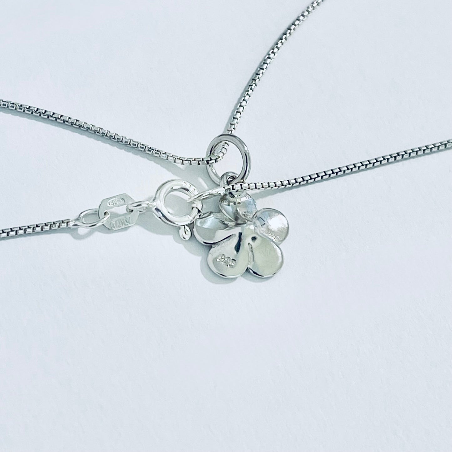 Sterling Silver Little Satin Plumeria Flower Necklace – Dainty Hawaii Lei Pendant Chain