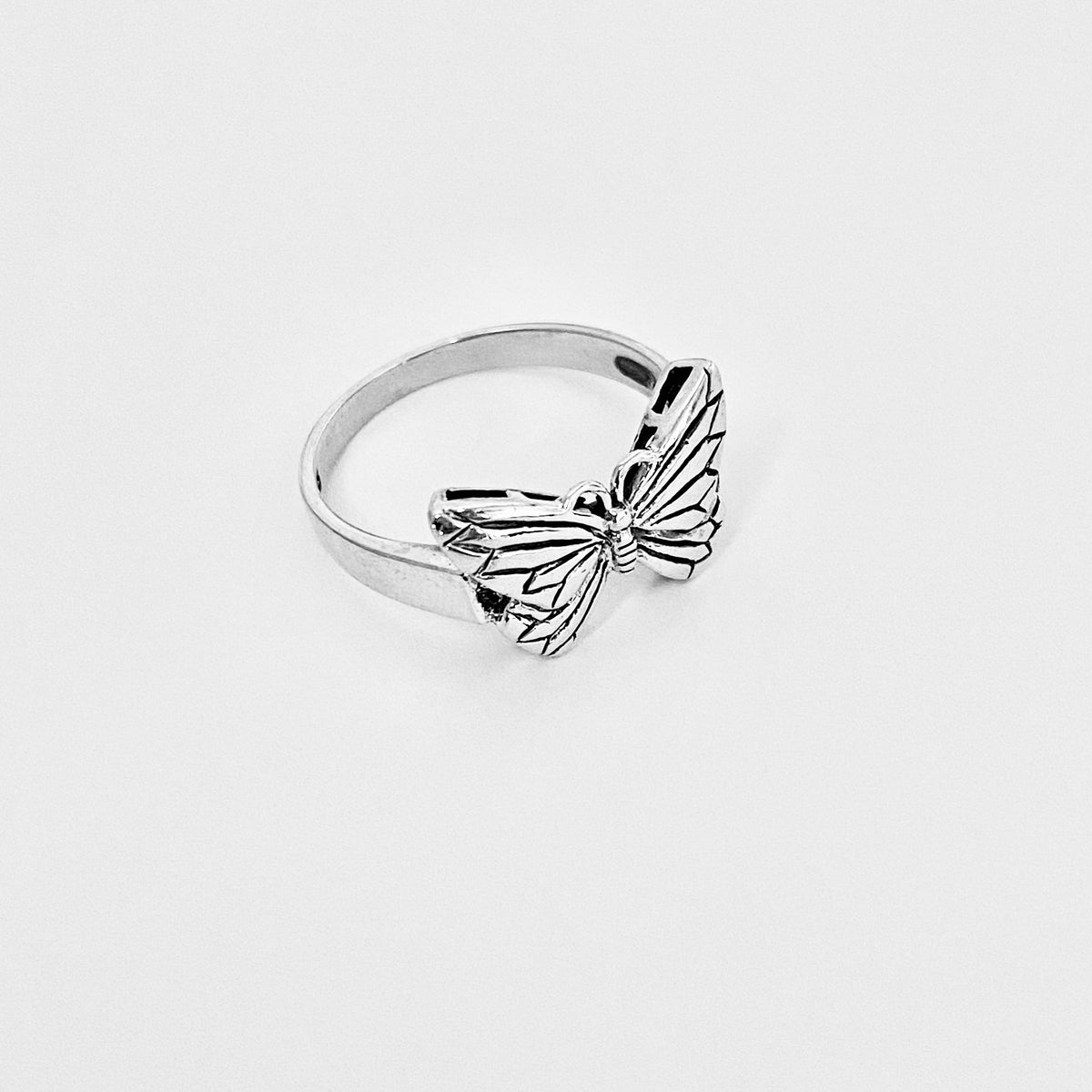 Sterling Silver Dainty Butterfly Ring – Spirit Bug Nature Minimalist Silver Rings