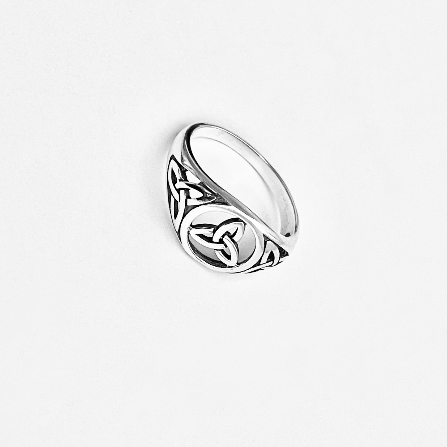 Sterling Silver Triple Triquetra Celtic Ring, Eternity Love Knots Silver Rings