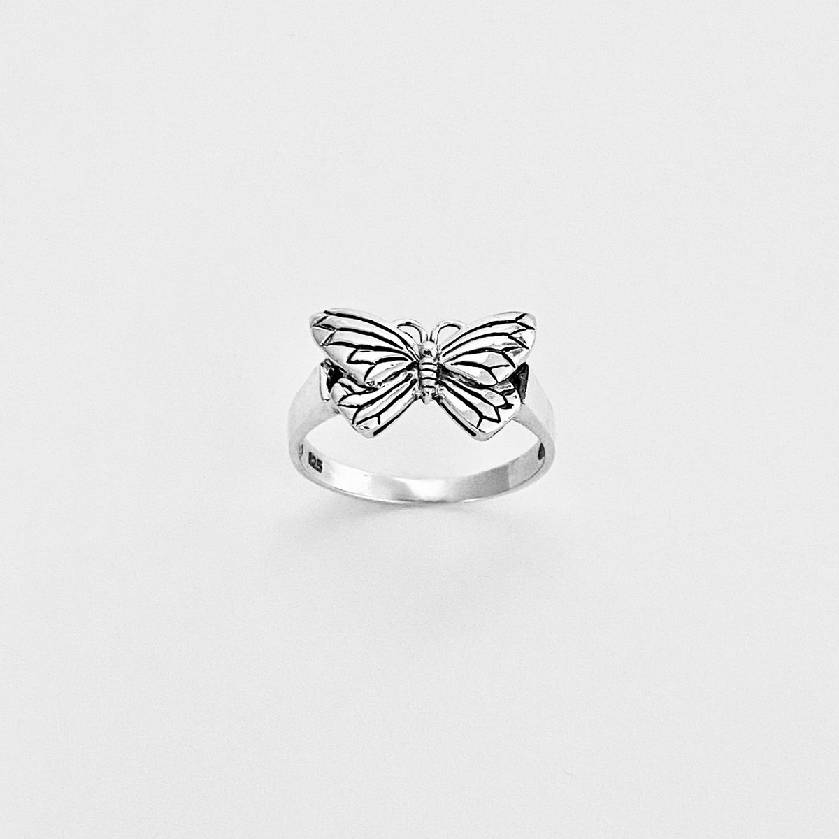 Sterling Silver Dainty Butterfly Ring – Spirit Bug Nature Minimalist Silver Rings