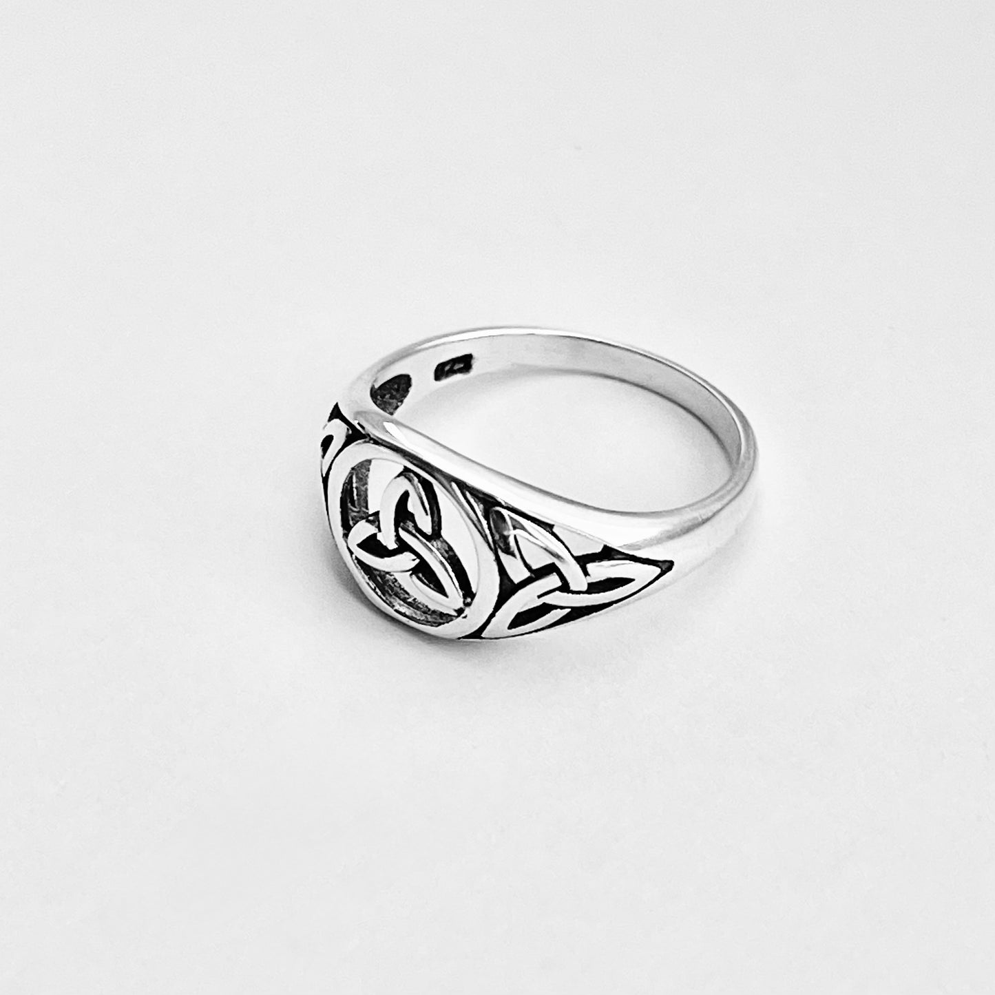 Sterling Silver Triple Triquetra Celtic Ring, Eternity Love Knots Silver Rings