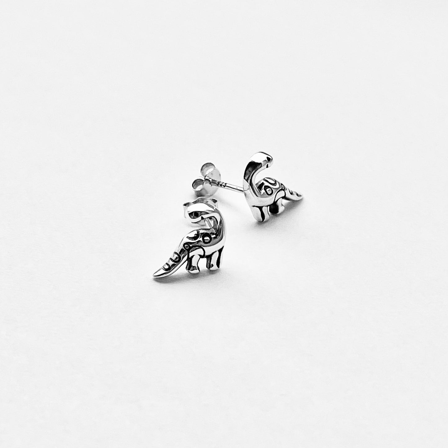 Sterling Silver Dinosaur Stud Earring, Reptile Animal Earrings, Dino Jewelry