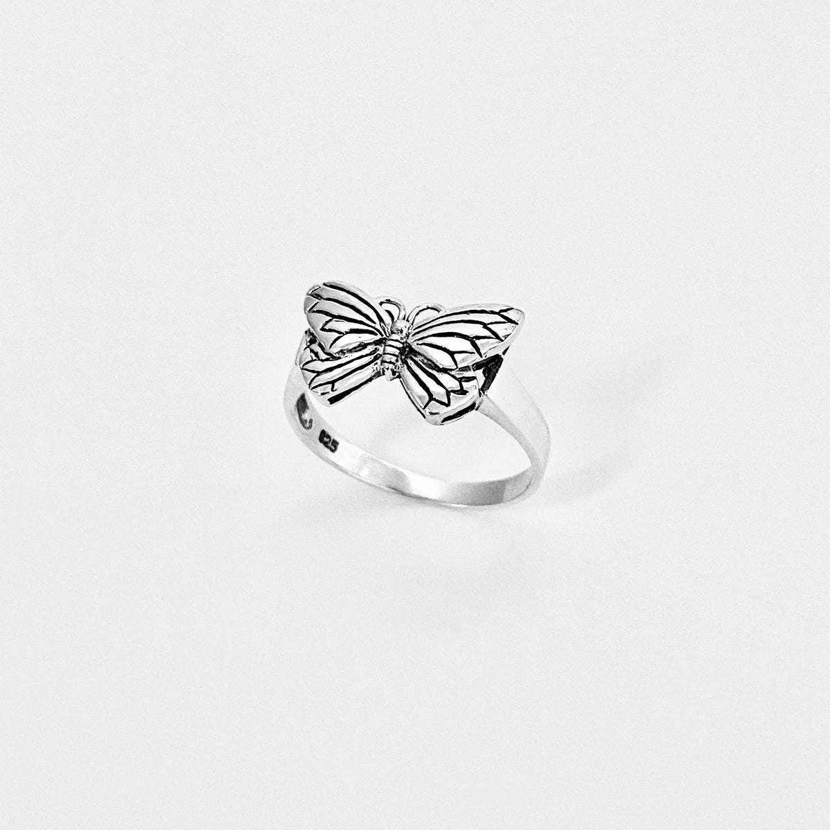 Sterling Silver Dainty Butterfly Ring – Spirit Bug Nature Minimalist Silver Rings