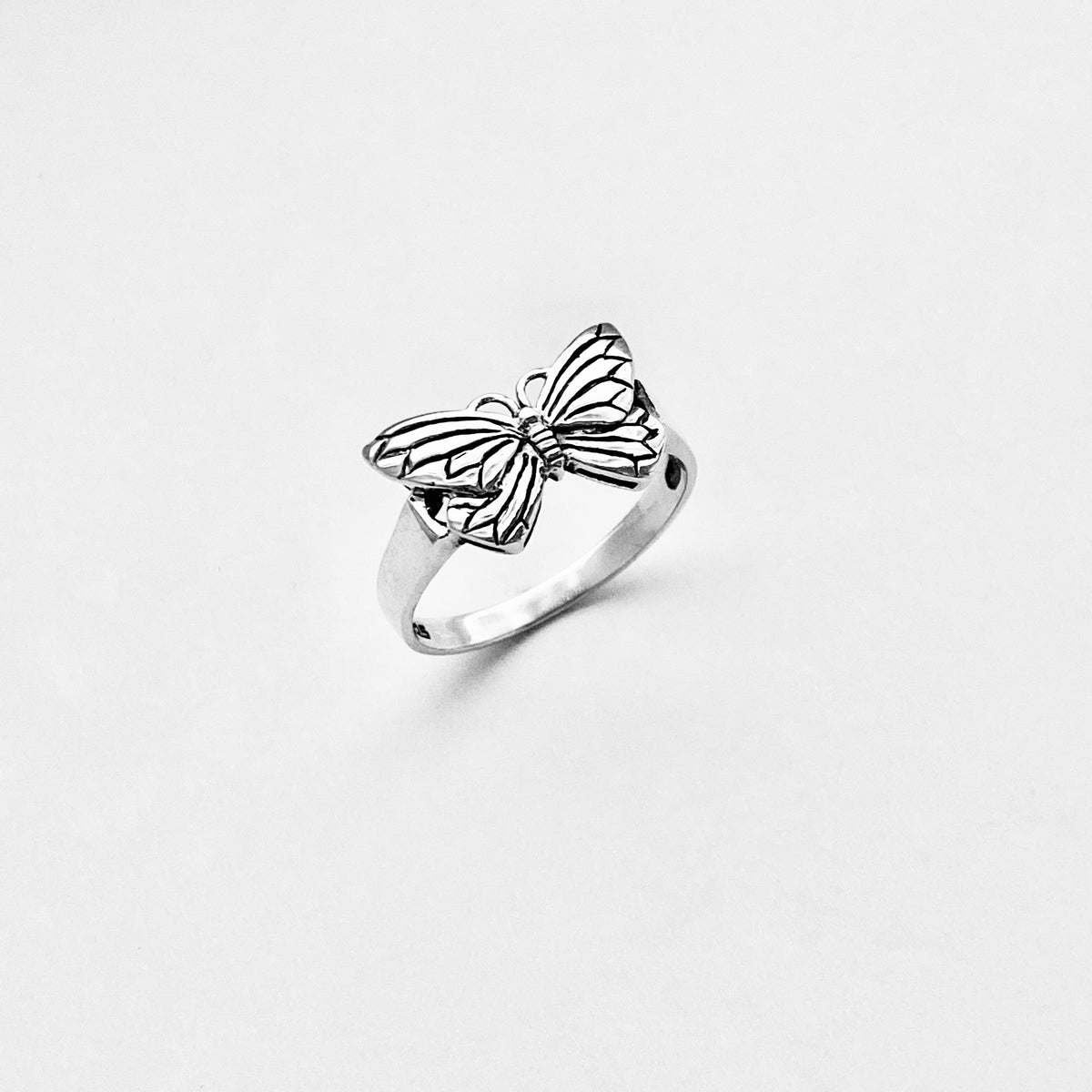 Sterling Silver Dainty Butterfly Ring – Spirit Bug Nature Minimalist Silver Rings