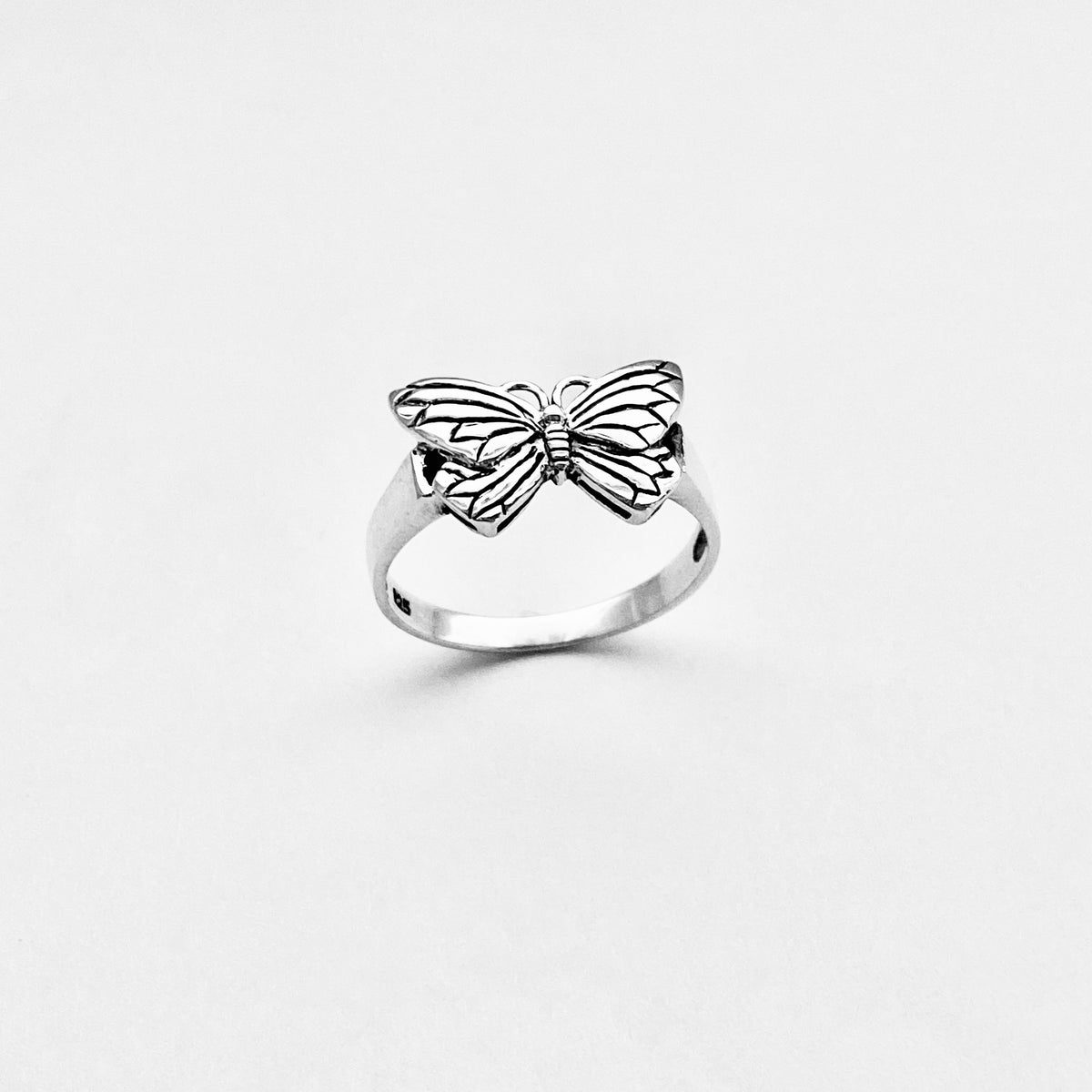 Sterling Silver Dainty Butterfly Ring – Spirit Bug Nature Minimalist Silver Rings
