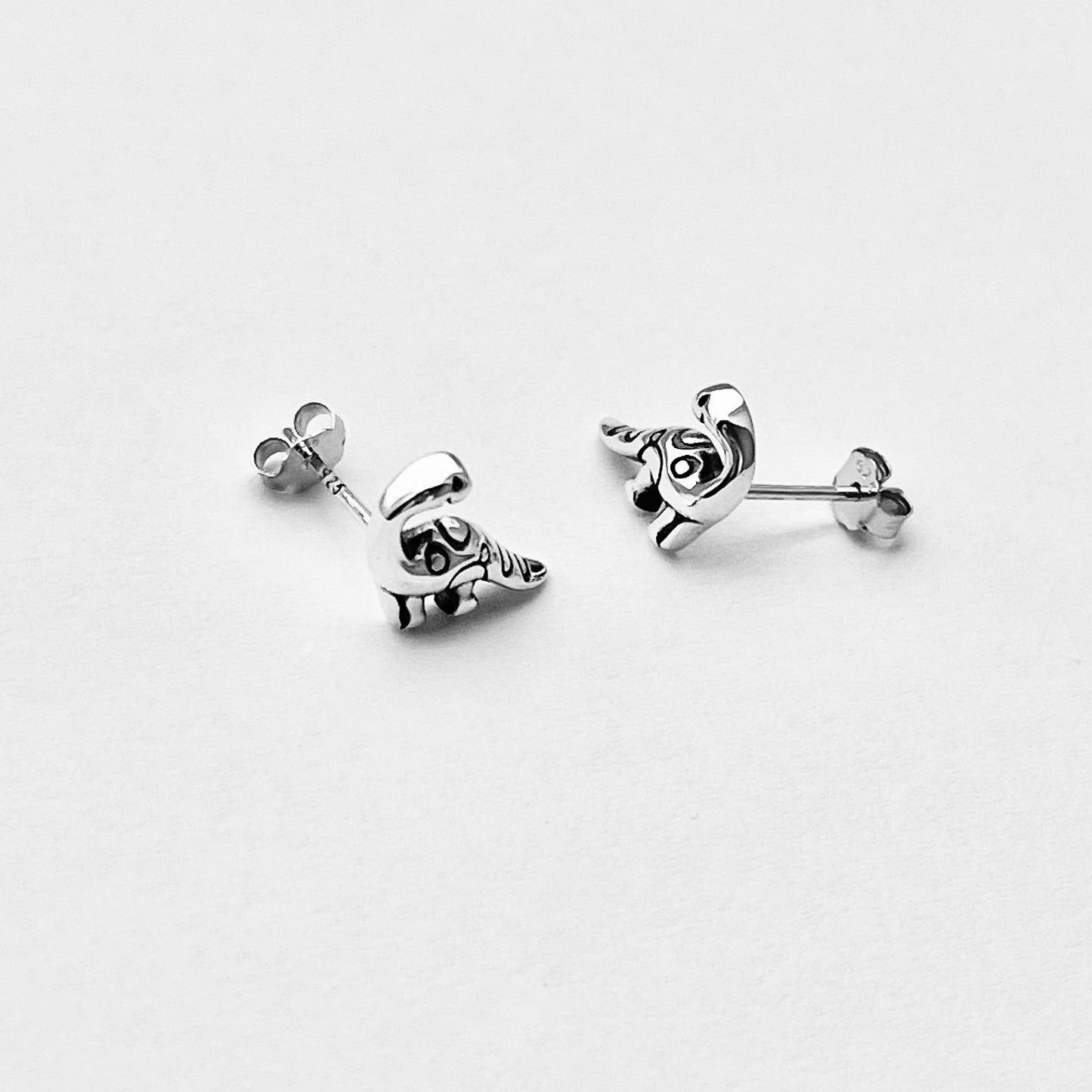 Sterling Silver Dinosaur Stud Earring, Reptile Animal Earrings, Dino Jewelry