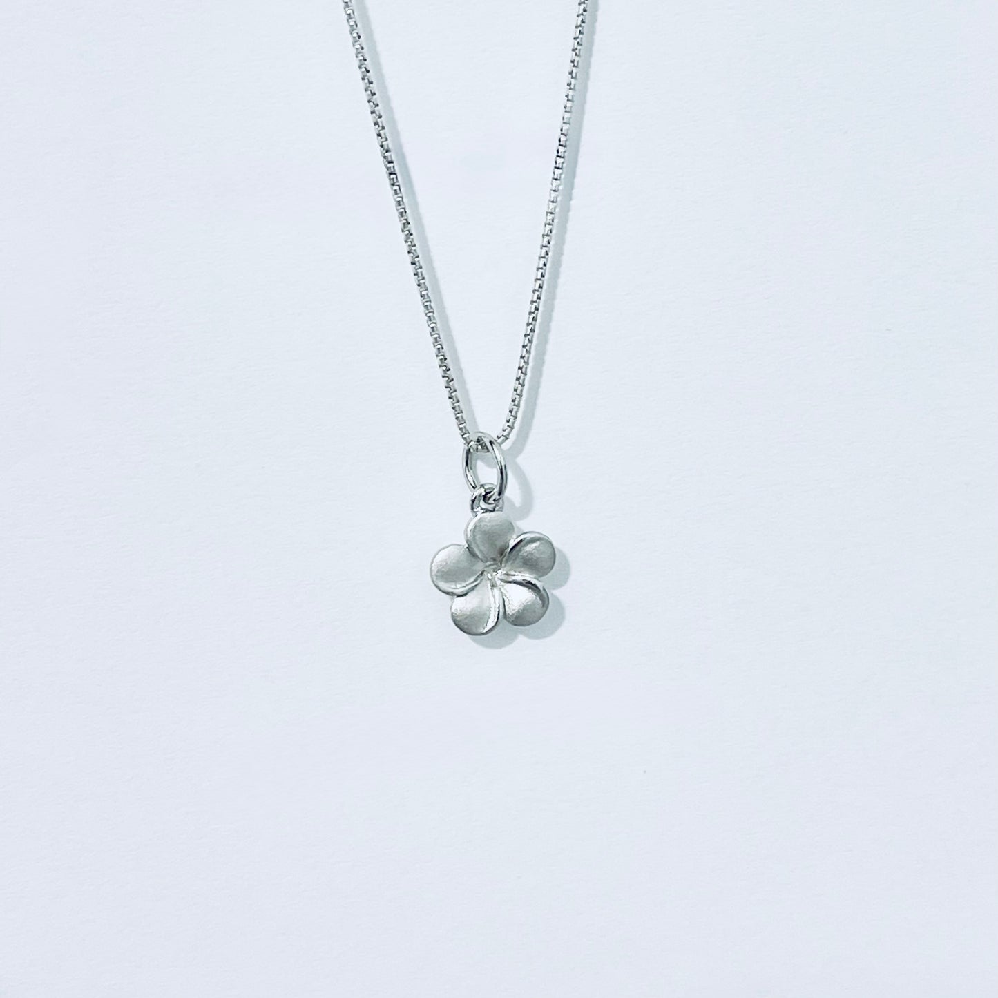 Sterling Silver Little Satin Plumeria Flower Necklace – Dainty Hawaii Lei Pendant Chain