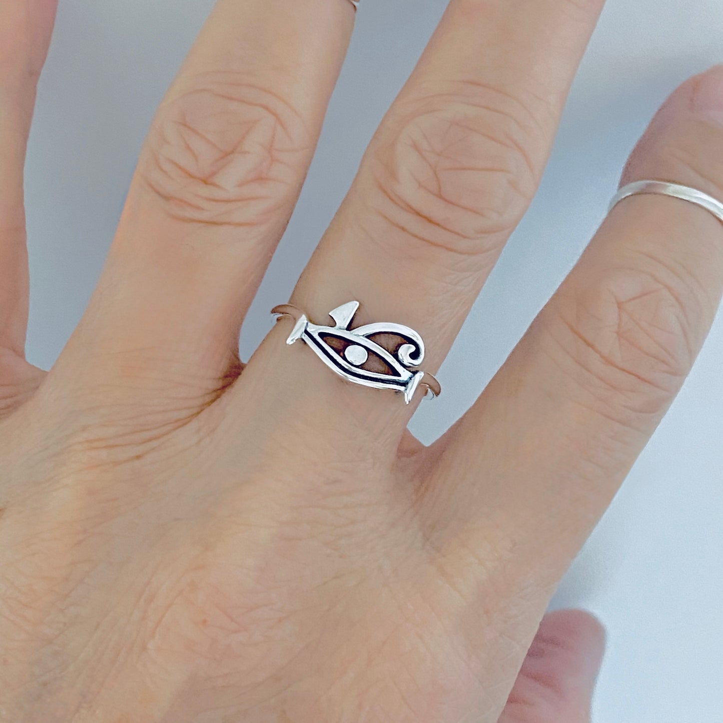 925 Sterling Silver Dainty Eye of Ra Ring | Eye of Horus Protection Silver Rings