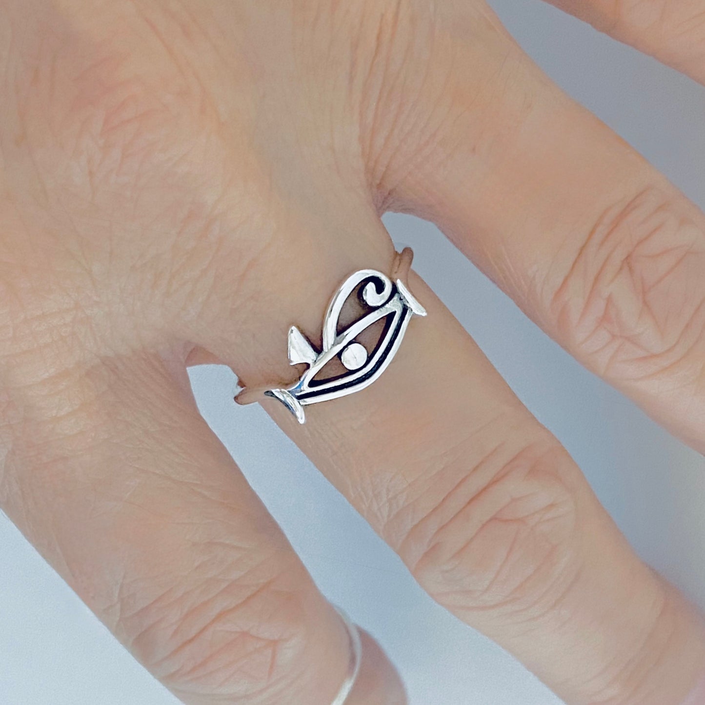 925 Sterling Silver Dainty Eye of Ra Ring | Eye of Horus Protection Silver Rings