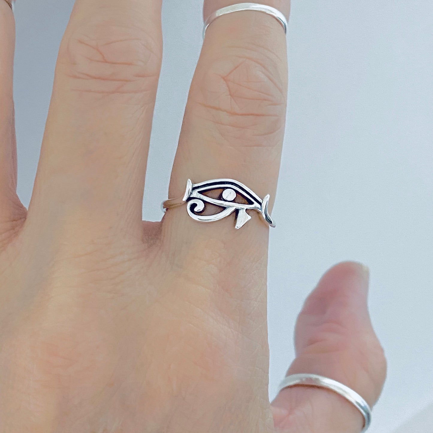 925 Sterling Silver Dainty Eye of Ra Ring | Eye of Horus Protection Silver Rings
