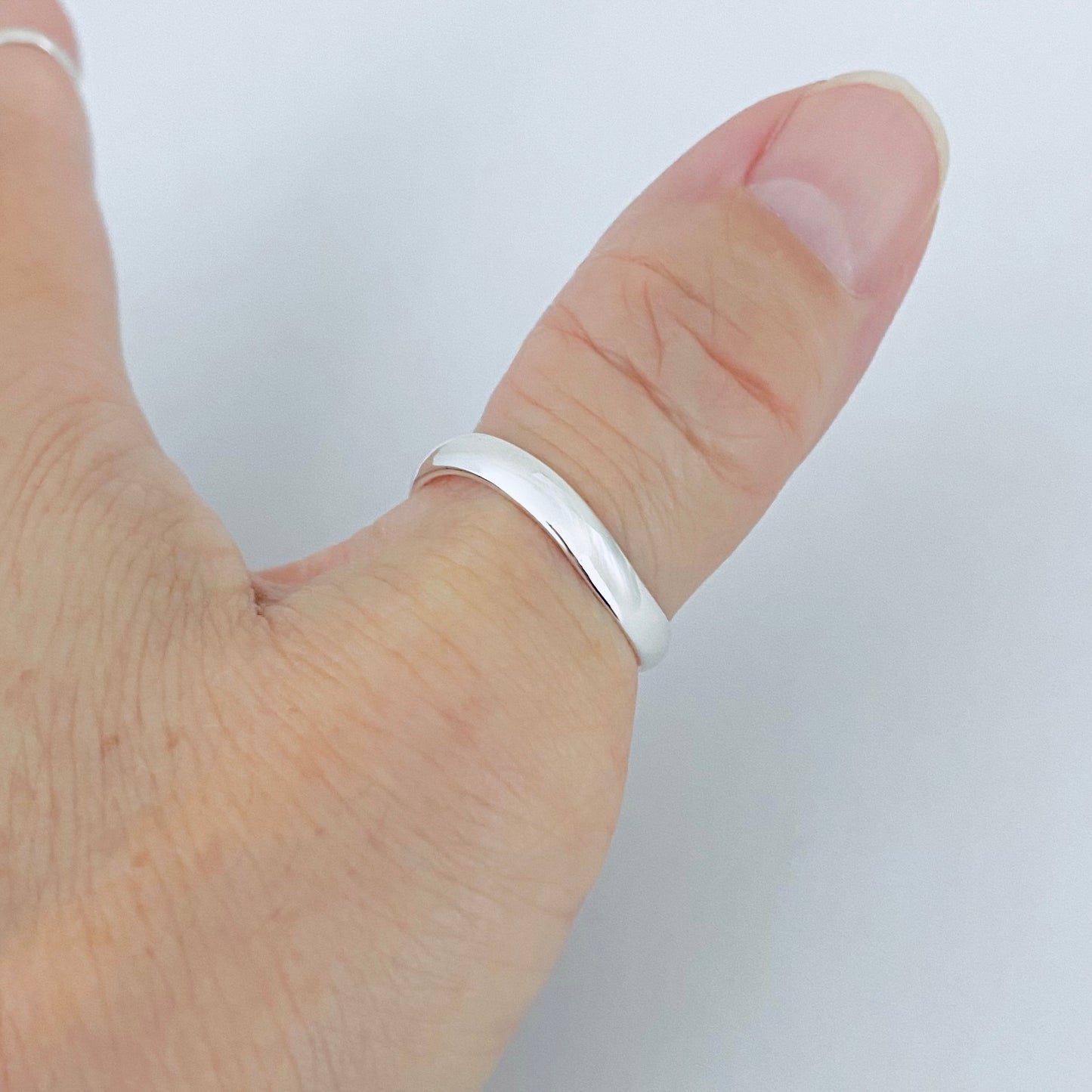 Sterling Silver High Polish 3mm Curve Band, Unisex Wedding Ring, Stackable Jewelry