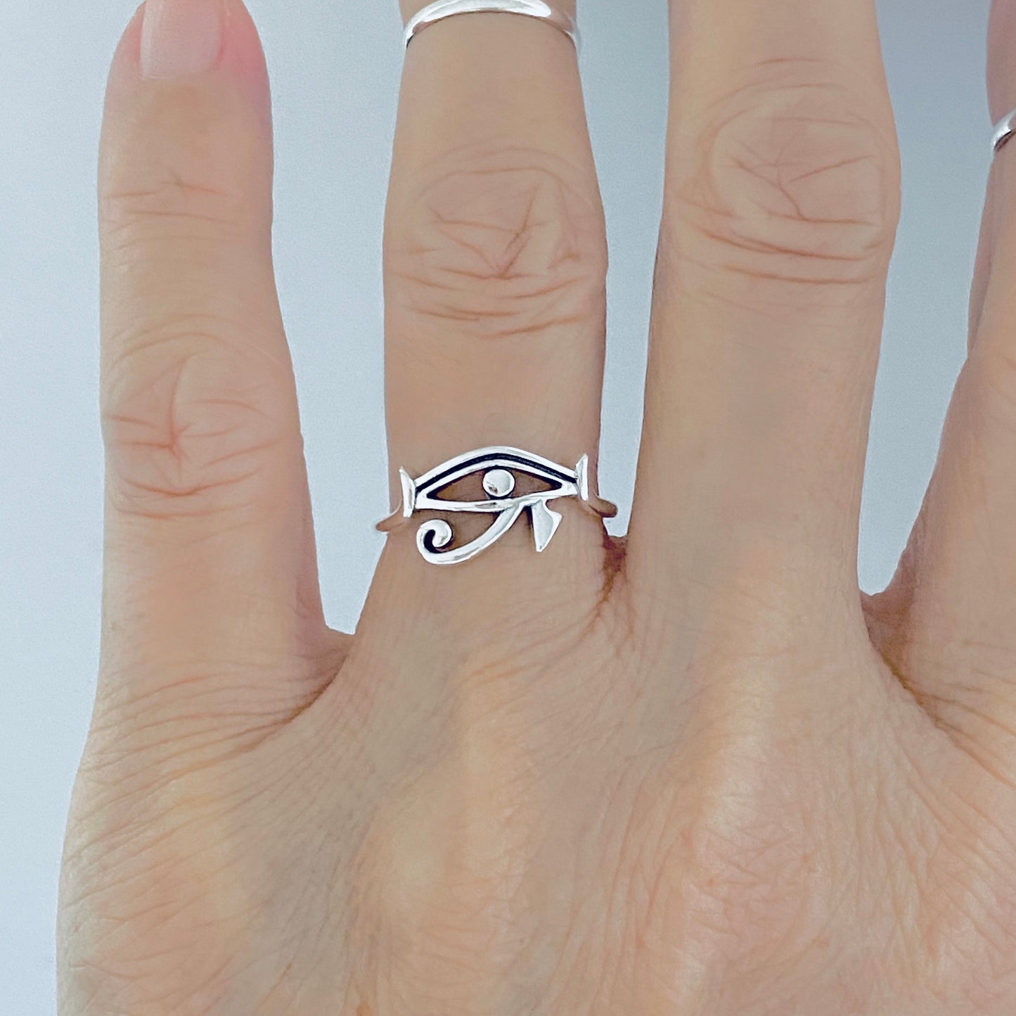 925 Sterling Silver Dainty Eye of Ra Ring | Eye of Horus Protection Silver Rings