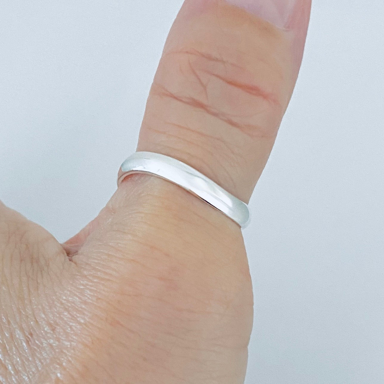 Sterling Silver High Polish 3mm Curve Band, Unisex Wedding Ring, Stackable Jewelry