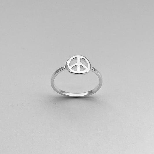 Sterling Silver High Polish Small Peace Ring, Love Silver Rings