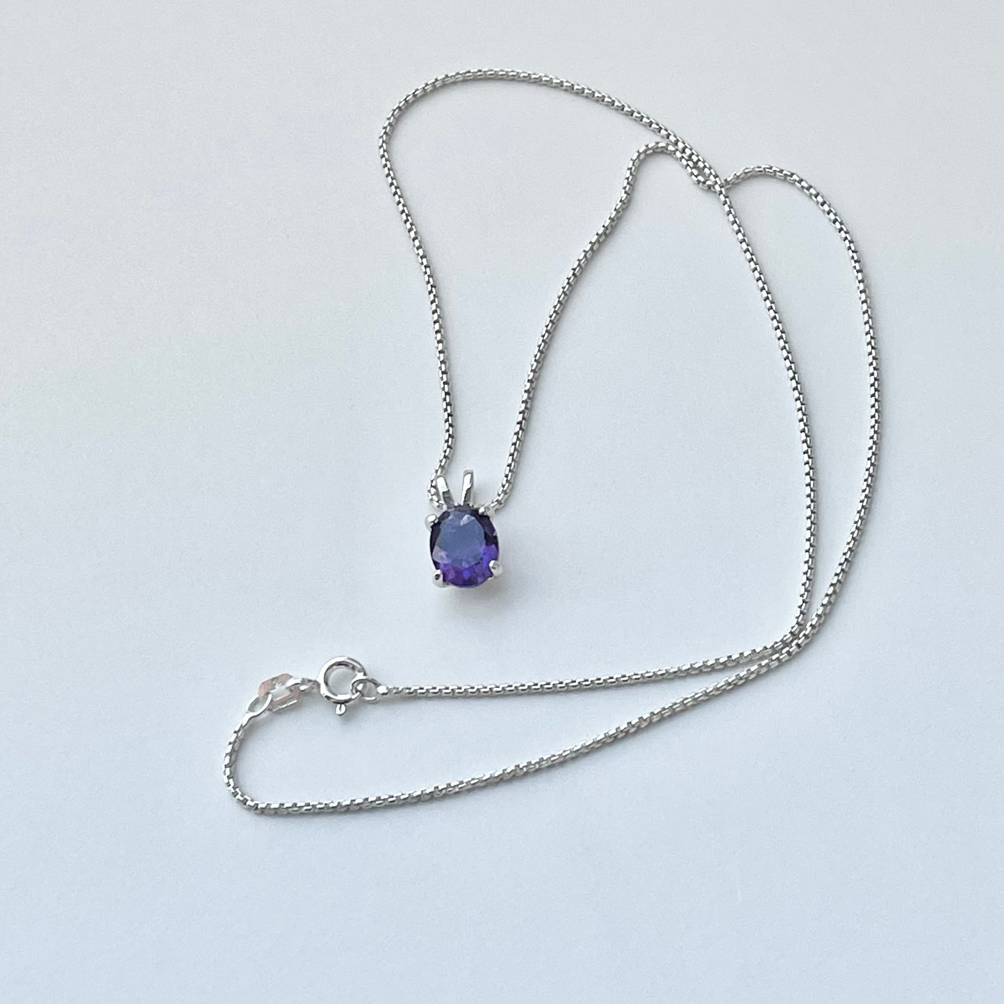 Sterling Silver Small Genuine Amethyst Necklace, February Birthstone Necklace, Silver Necklaces