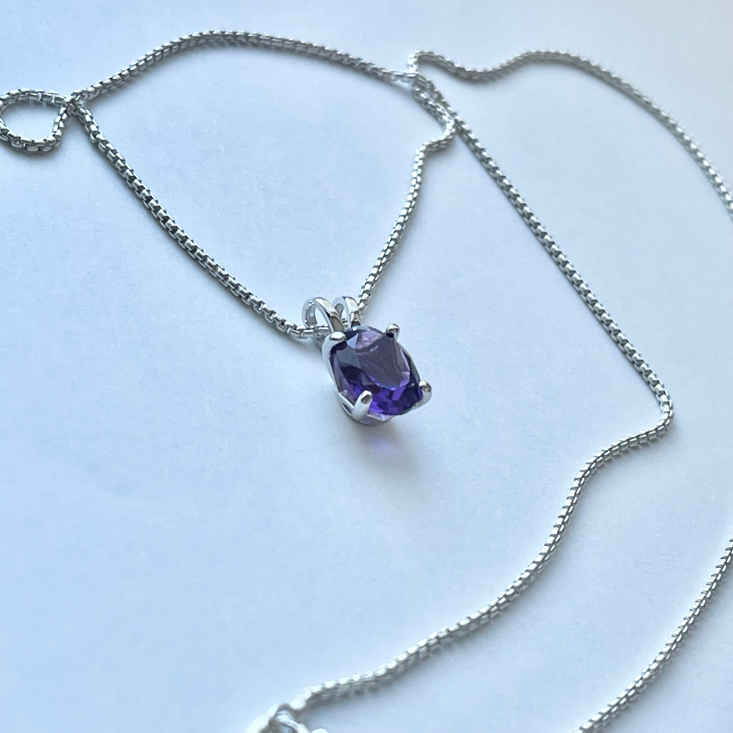 Sterling Silver Small Genuine Amethyst Necklace, February Birthstone Necklace, Silver Necklaces