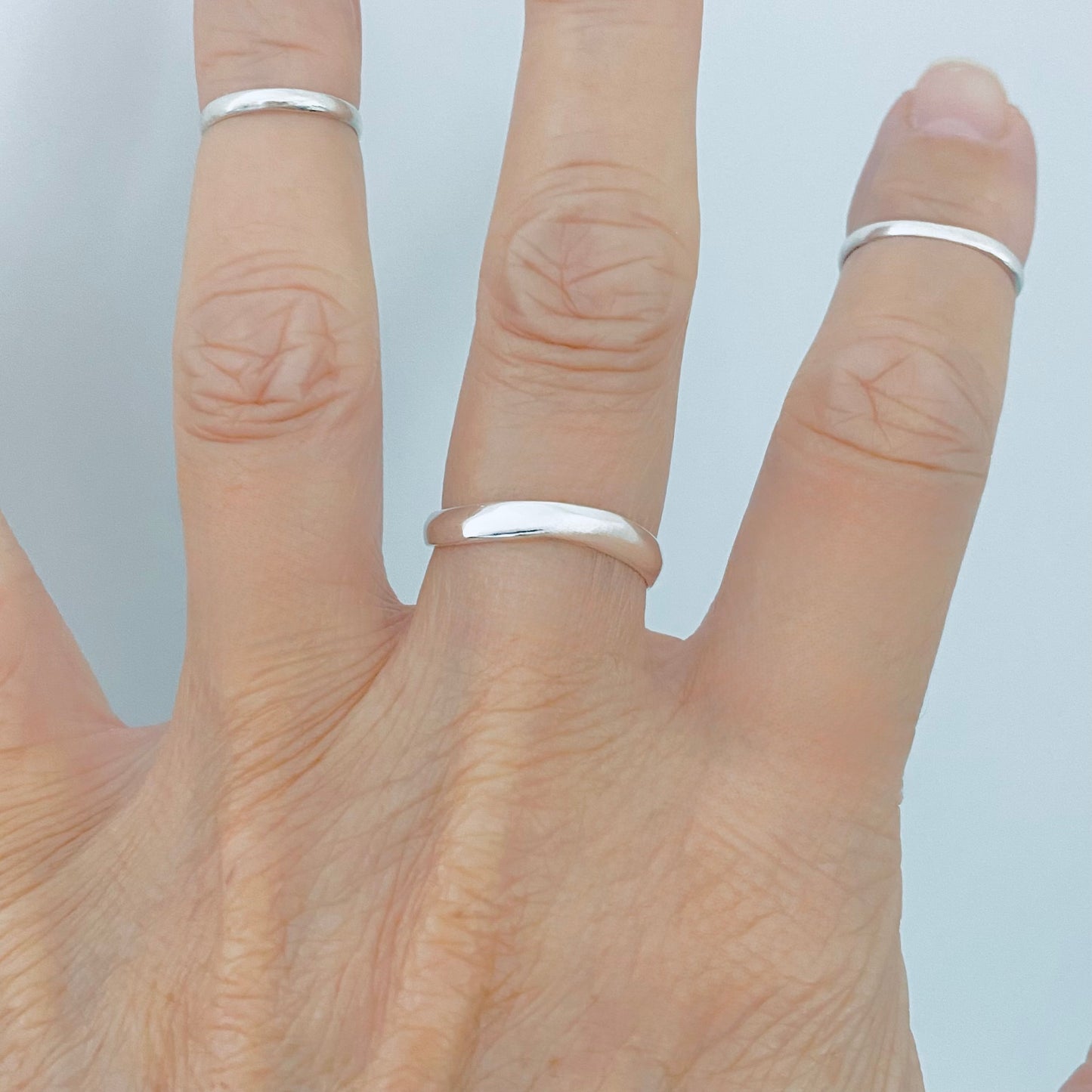 Sterling Silver High Polish 3mm Curve Band, Unisex Wedding Ring, Stackable Jewelry