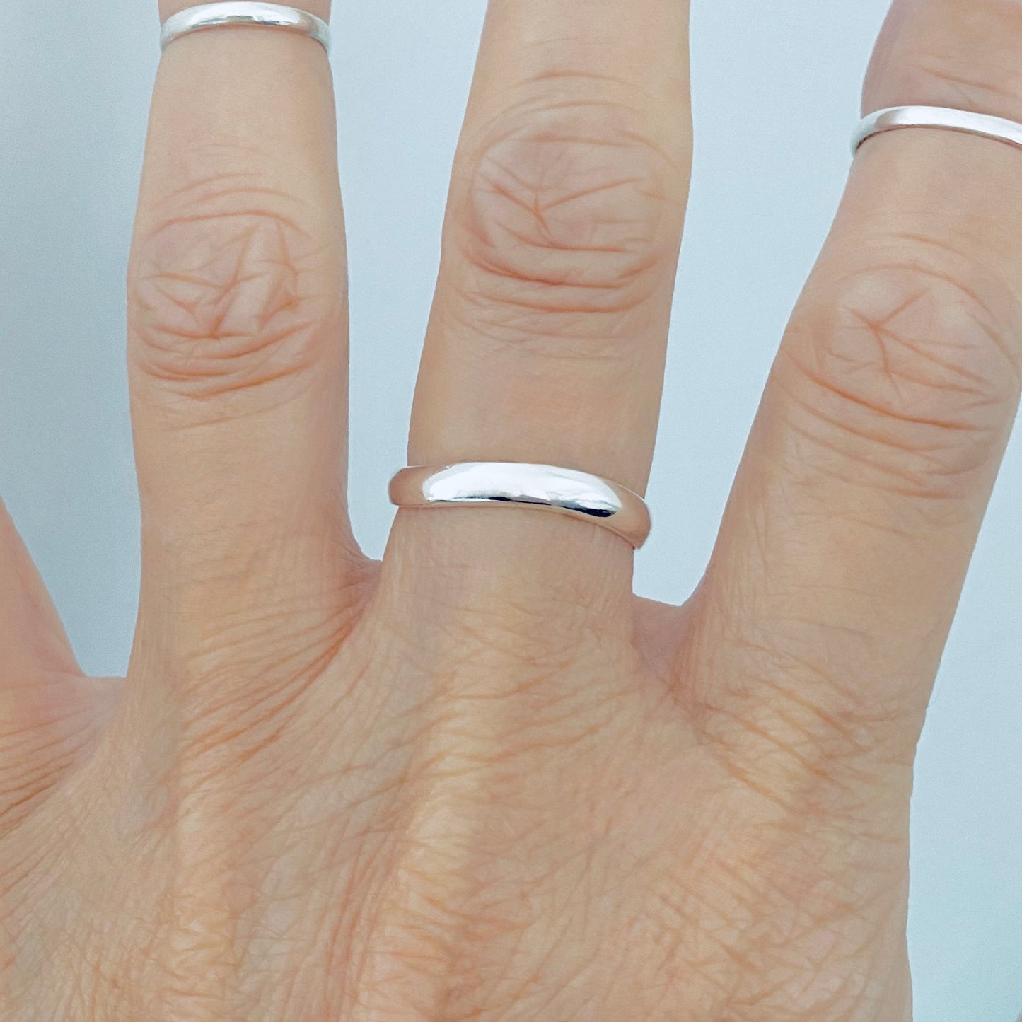 Sterling Silver High Polish 3mm Curve Band, Unisex Wedding Ring, Stackable Jewelry