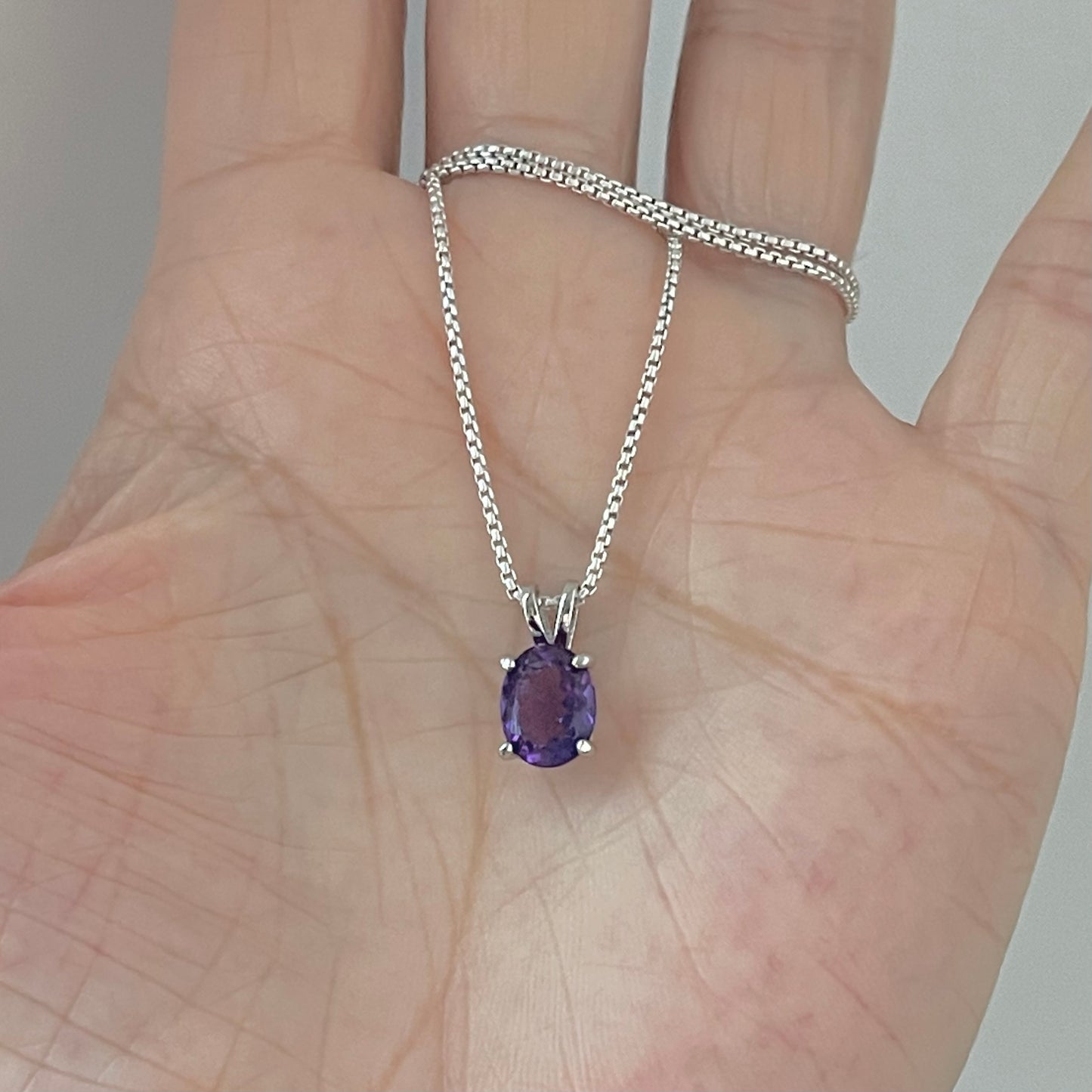 Sterling Silver Small Genuine Amethyst Necklace, February Birthstone Necklace, Silver Necklaces